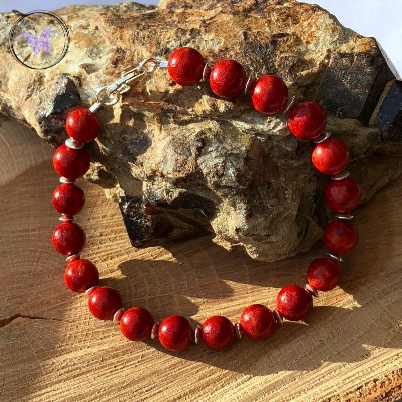 Sponge Coral Bracelet with Silver Discs